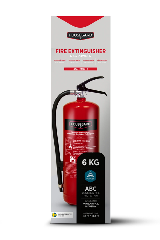 Housegard 6 kg pulverslukker, rød, PE6HR-C 43A