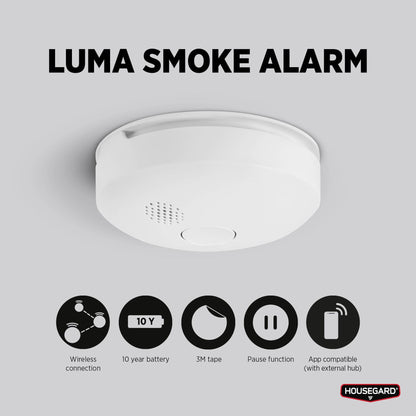 Housegard Luma trådløs, seriekoblet røykvarsler inkl. 10-års batteri, 2-pack