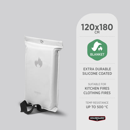 Housegard brannteppe, 120x180 cm, hvit, silikonbelegg