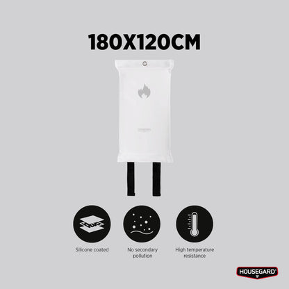 Housegard brannteppe, 120x180 cm, hvit, silikonbelegg