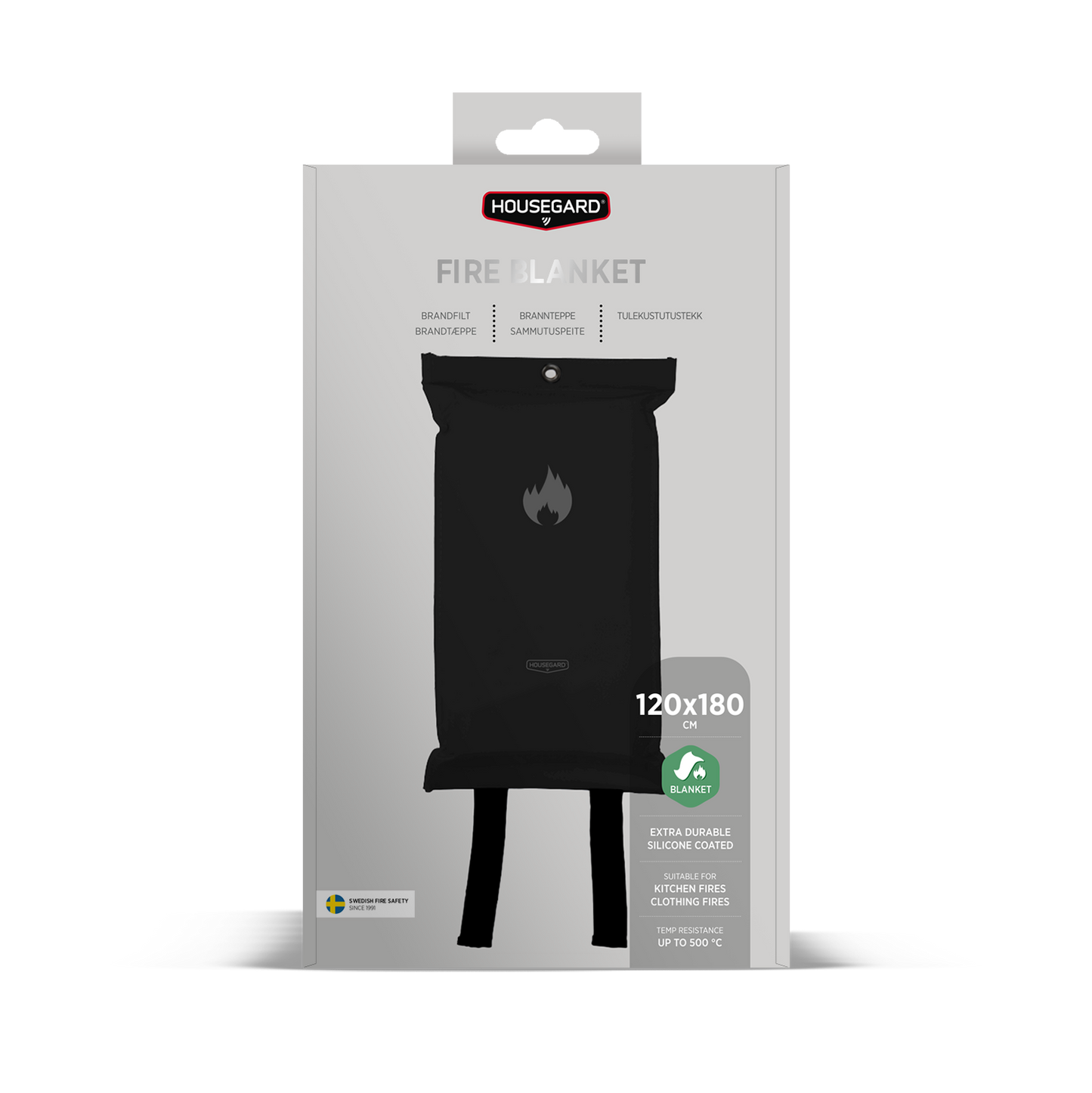 Housegard brannteppe, 120x180 cm, sort, silikonbelegg