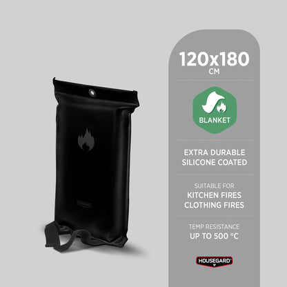 Housegard brannteppe, 120x180 cm, sort, silikonbelegg