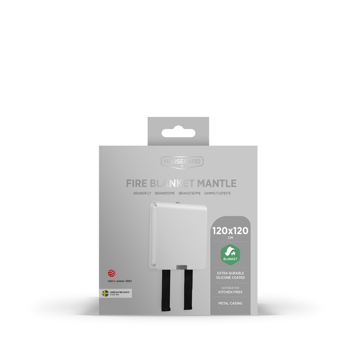 Housegard Mantle, brannteppe i metalldeksel, 120x120 cm, hvit