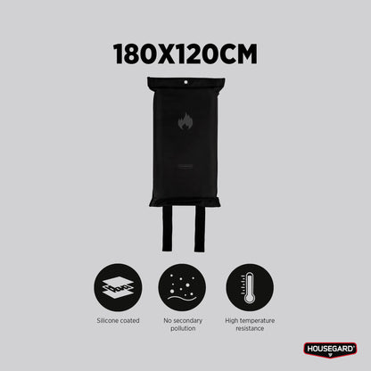 Housegard brannteppe, 120x180 cm, sort, silikonbelegg