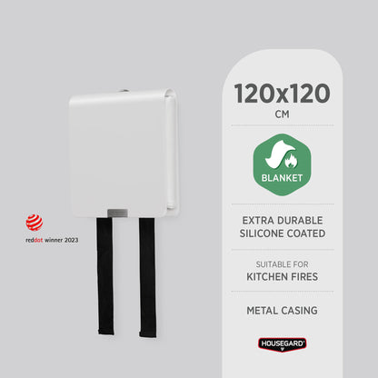 Housegard Mantle, brannteppe i metalldeksel, 120x120 cm, hvit