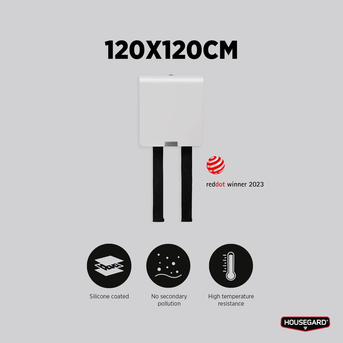 Housegard Mantle, brannteppe i metalldeksel, 120x120 cm, hvit