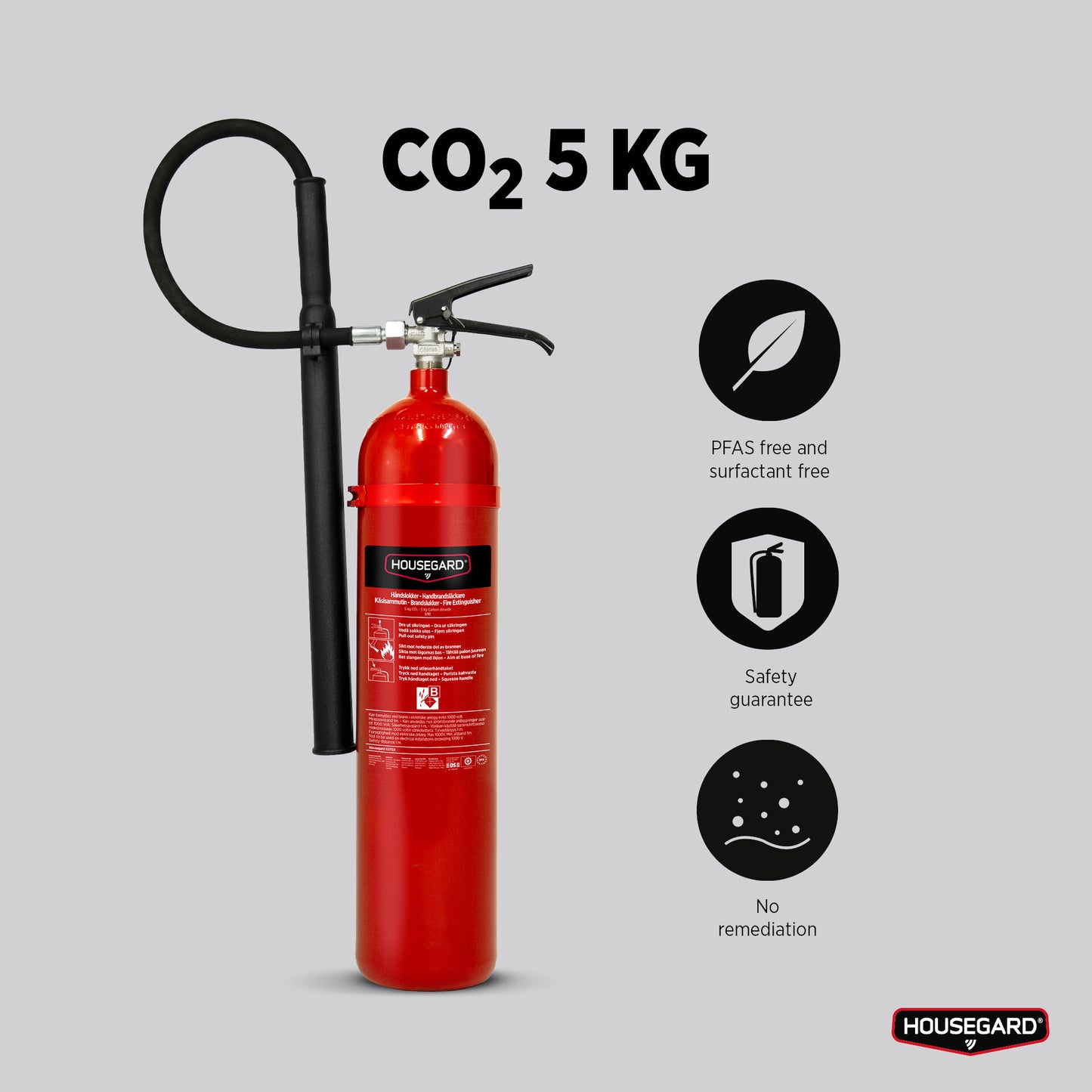 Housegard karbondioksid-slukker 5 kg, K5TGX