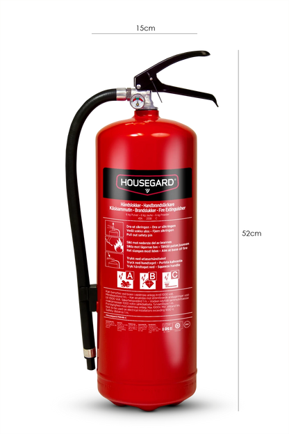Housegard 6 kg pulverslukker, rød, PE6HR-C 43A